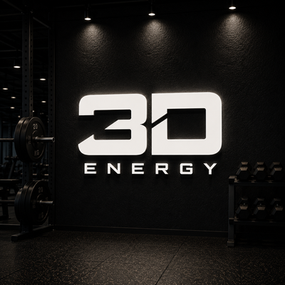 3D Energy Logo over a gym background UK energy