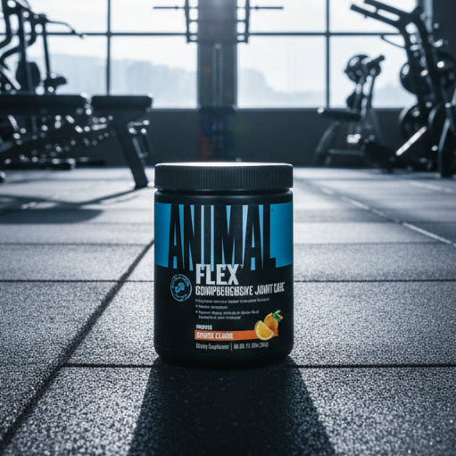 Container of Intenital Flex in a gym setting