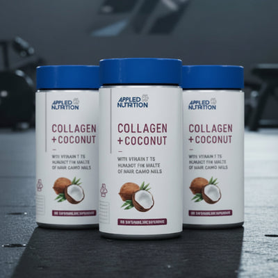 Applied Nutrition Collagen & Coconut bottle on a gym floor