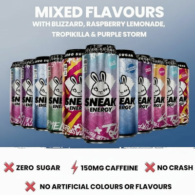 SNEAK Energy Drink – Zero Sugar Natural Caffeine – 12-Can Case (500ml)