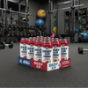 Box of Applied Nutrition Beef XP Cherry Slushie protein cans on a gray background