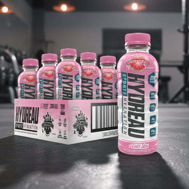 EHP Labs Hydreau RTD in watermelon flavour on a gym floor