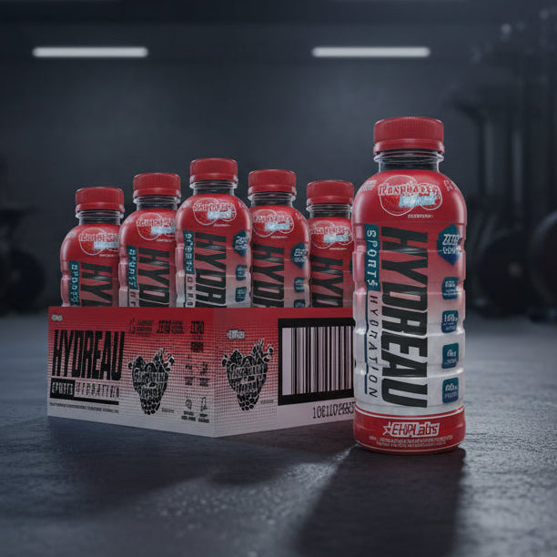 EHP Labs Hydreau RTD raspberry flavour on a gym floor