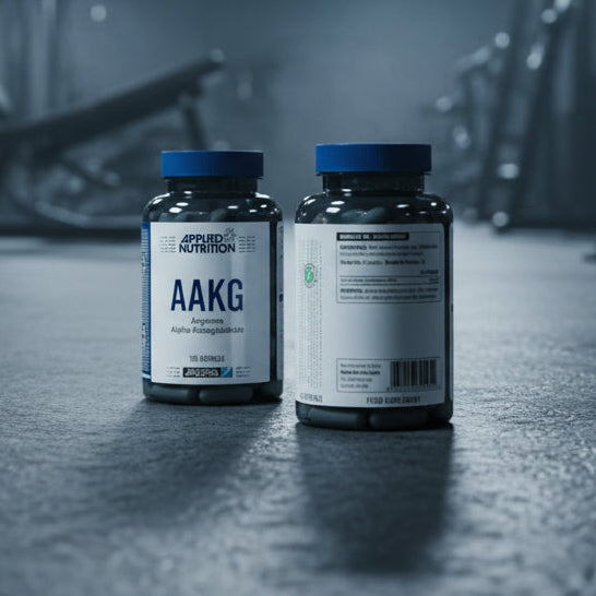 Applied Nutrition AAKG 120 Capsule bottle on a gym floor