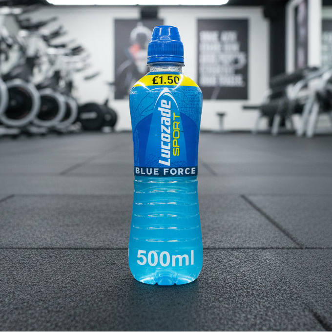 Blue Force energy drink bottle with a blue cap on a white background