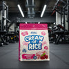 Bag of Applied Nutrition Cream of Rice in Raspberry Ripple flavour on a gym background