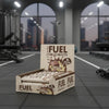 Box of Body Fuel High Protein Flapjack Chocolate flavour on a gym background