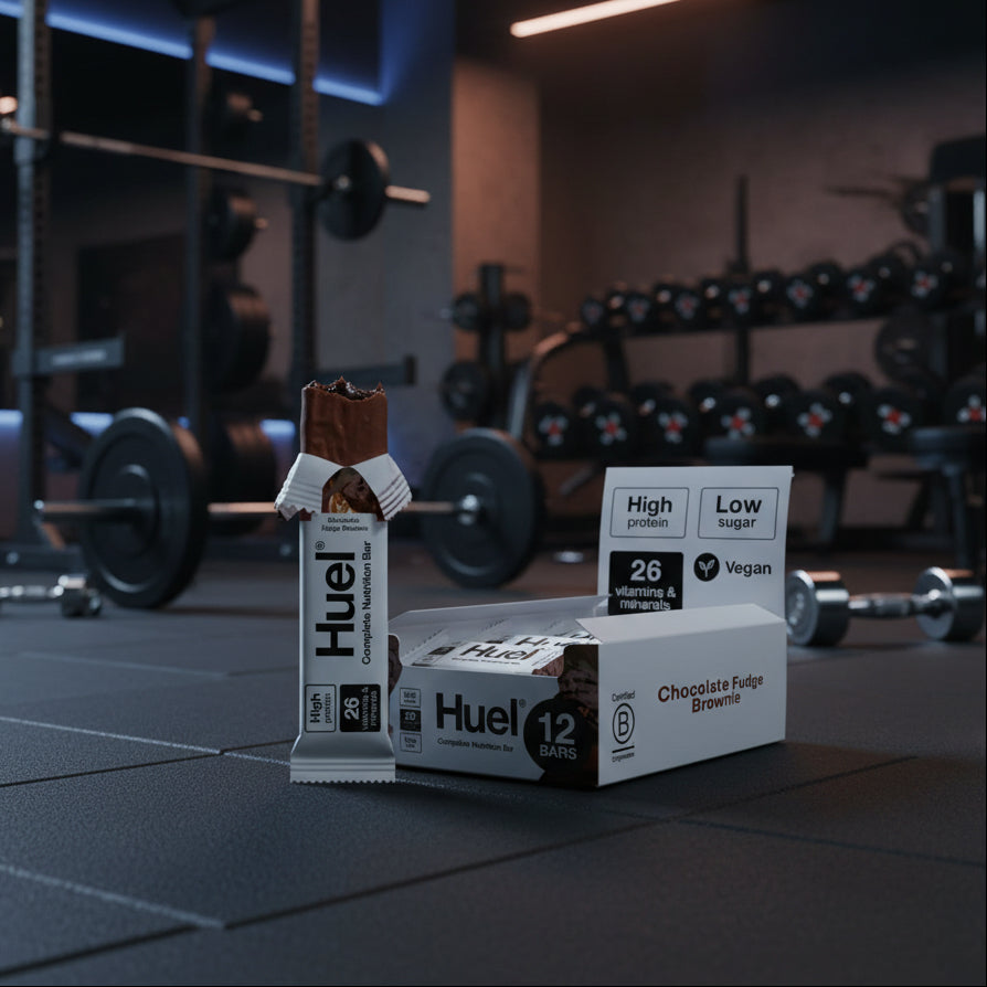 Huel Complete Nutrition High-Protein Bars – Plant-Based – 12-Bar Case (55g) - Chocolate Fudge Brownie