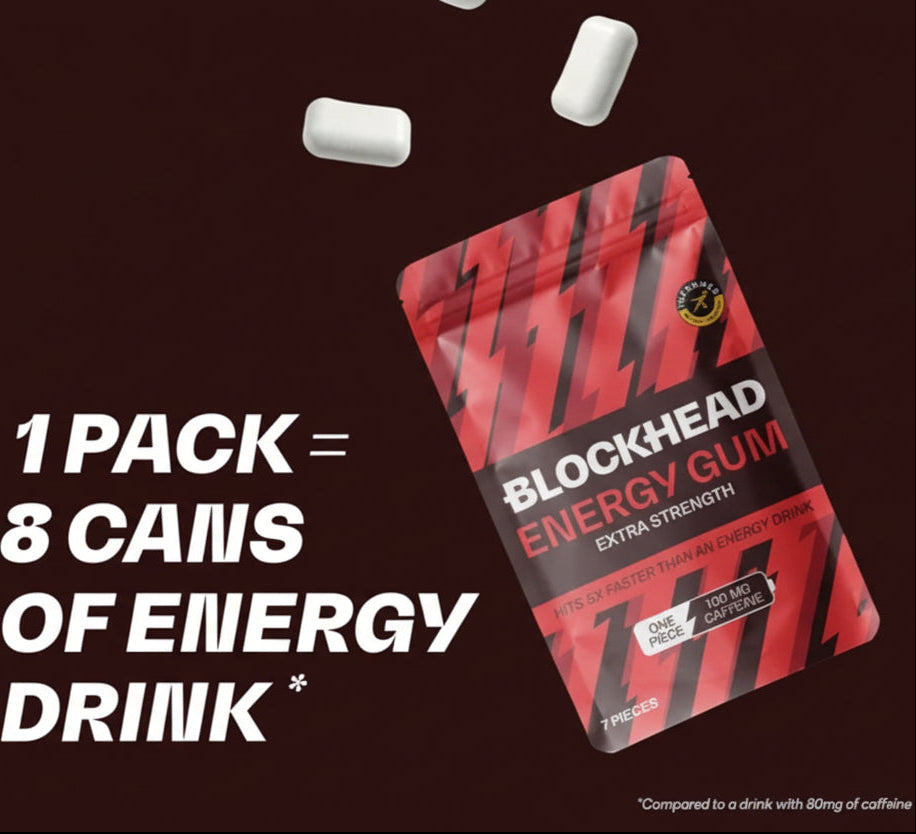 Blockhead Extra Strength Energy Gum – 12-Pack (16.45g)