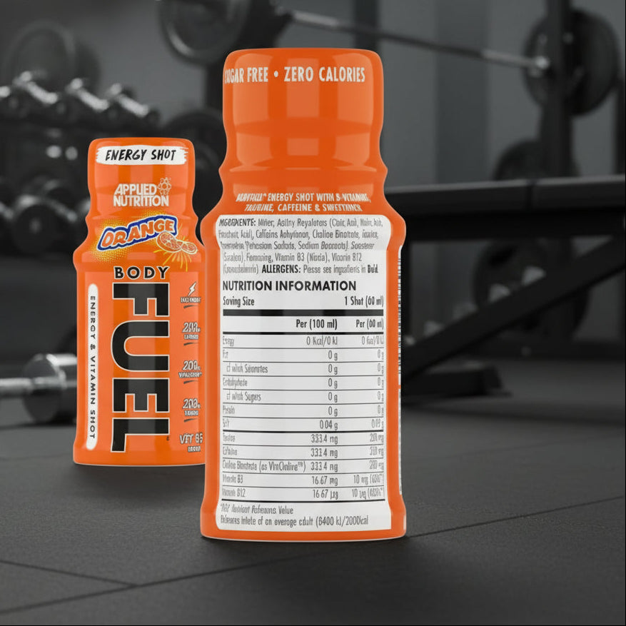 Applied Nutrition BodyFuel Energy Shots – 12-Bottle Case (60ml) - Orange