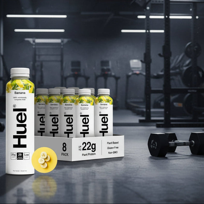 Huel Ready-To-Drink Plant-Based Meal – 8-Bottle Case (500ml) - Banana