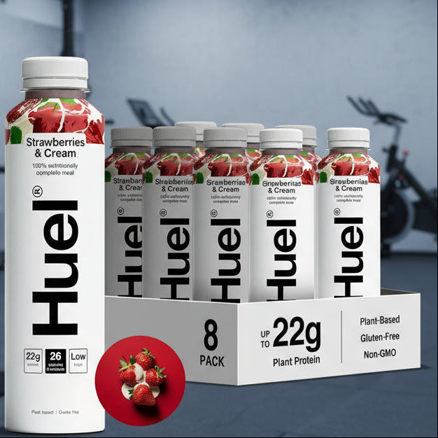 Huel Ready-To-Drink Plant-Based Meal – 8-Bottle Case (500ml) - Strawberries & Cream