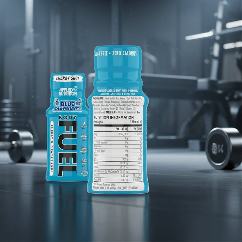 Applied Nutrition BodyFuel Energy Shots – 12-Bottle Case (60ml) - Blue Raspberry