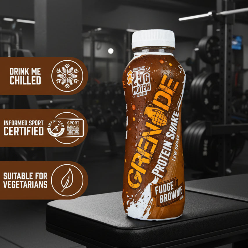 Grenade Protein Shakes – 8-Bottle Case (330ml) - Fudge Brownie