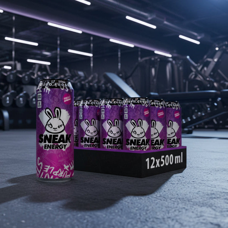 SNEAK Energy Drink – Zero Sugar Natural Caffeine – 12-Can Case (500ml) - Purple Storm